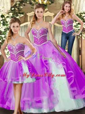 Enchanting Floor Length Lilac Quinceanera Dress Sweetheart Sleeveless Lace Up