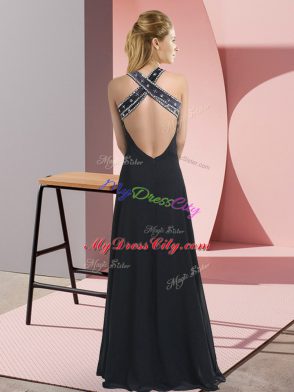 Dark Green Sleeveless Floor Length Beading Backless Cocktail Dresses