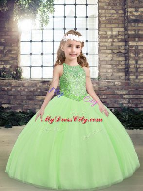 Graceful Sleeveless Beading Lace Up Child Pageant Dress