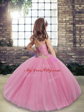 Graceful Sleeveless Beading Lace Up Child Pageant Dress