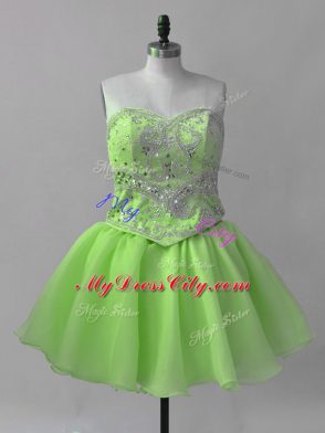 Wonderful A-line Organza Sweetheart Sleeveless Beading Mini Length Lace Up Prom Party Dress