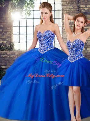 Vintage Sweetheart Sleeveless Tulle Vestidos de Quinceanera Beading and Pick Ups Brush Train Lace Up