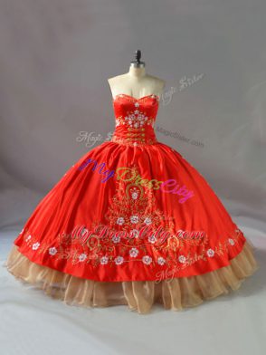 Floor Length Ball Gowns Sleeveless Red Ball Gown Prom Dress Lace Up