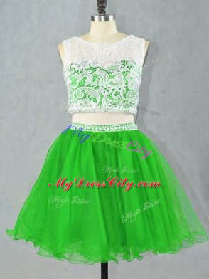 Glamorous Mini Length Green Dress for Prom Scoop Sleeveless Zipper