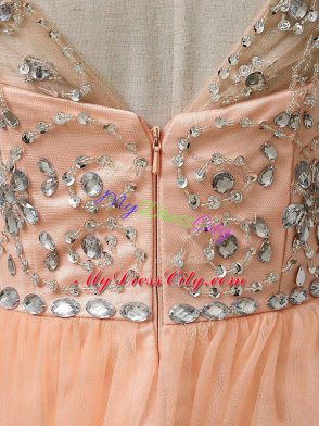 Dazzling Sleeveless Beading Zipper Prom Homecoming Dress