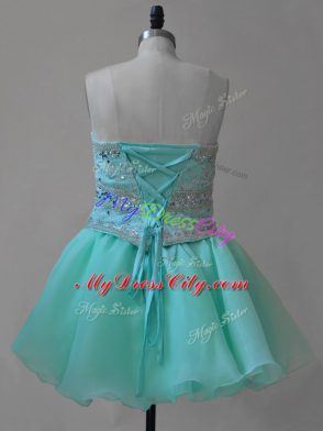 Sweetheart Sleeveless Organza Prom Party Dress Beading and Lace Lace Up