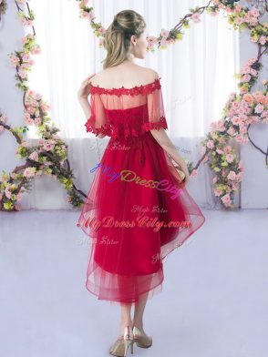 Sweetheart Sleeveless Tulle Bridesmaid Gown Lace Lace Up