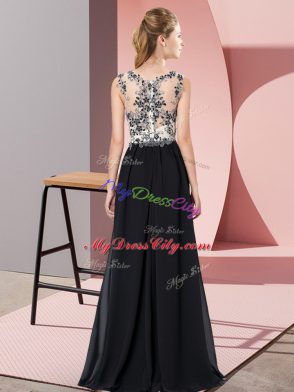 Chiffon Scoop Sleeveless Zipper Beading and Appliques Dama Dress for Quinceanera in Dark Green