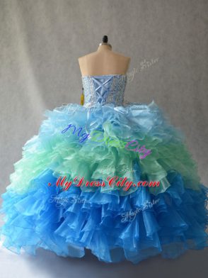 Fantastic Floor Length Ball Gowns Sleeveless Multi-color Quinceanera Gown Lace Up