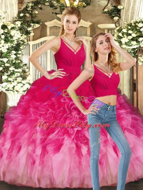 Free and Easy Multi-color 15 Quinceanera Dress Sweet 16 and Quinceanera with Ruffles V-neck Sleeveless Backless