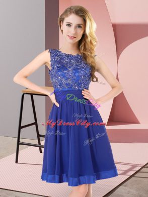 Royal Blue Scoop Backless Beading and Appliques Dama Dress for Quinceanera Sleeveless