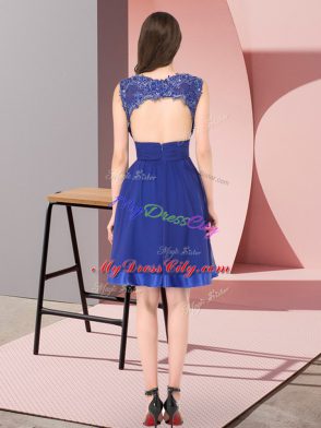 Royal Blue Scoop Backless Beading and Appliques Dama Dress for Quinceanera Sleeveless