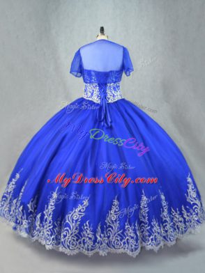 Floor Length Ball Gowns Sleeveless Royal Blue Quinceanera Gown Lace Up