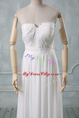 Cute White Sleeveless Chiffon Zipper Wedding Gowns for Wedding Party