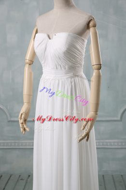 Cute White Sleeveless Chiffon Zipper Wedding Gowns for Wedding Party