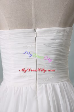 Cute White Sleeveless Chiffon Zipper Wedding Gowns for Wedding Party