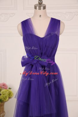 Artistic Tulle Sleeveless Floor Length Damas Dress and Ruching