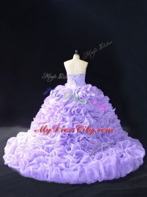 Lavender Ball Gowns Organza Sweetheart Sleeveless Beading and Pick Ups and Hand Made Flower Lace Up Ball Gown Prom Dress