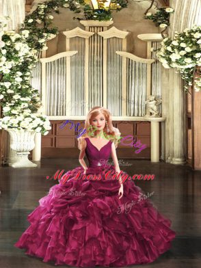 Organza Sleeveless Floor Length Quinceanera Gown and Ruffles