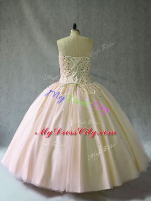 Pink Quinceanera Dresses Sweet 16 and Quinceanera with Beading Sweetheart Sleeveless Lace Up