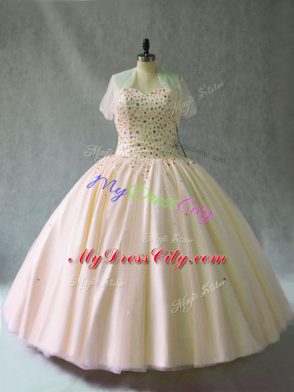 Pink Quinceanera Dresses Sweet 16 and Quinceanera with Beading Sweetheart Sleeveless Lace Up