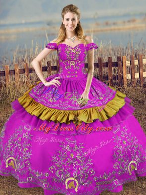 New Arrival Purple Lace Up Quinceanera Dress Embroidery Sleeveless Floor Length