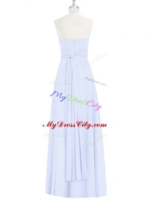 Glamorous Baby Blue Column/Sheath Chiffon Halter Top Sleeveless Ruching Floor Length Zipper Prom Evening Gown