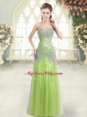 Designer Sleeveless Zipper Floor Length Beading Prom Dress