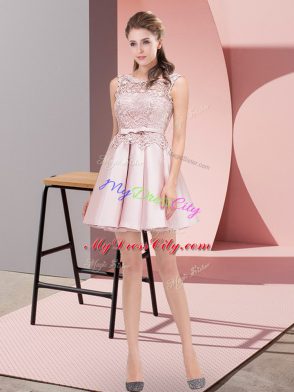 Sleeveless Lace and Bowknot Lace Up Homecoming Dress