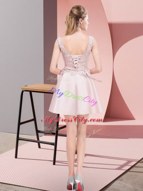 Sleeveless Lace and Bowknot Lace Up Homecoming Dress