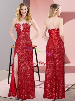 Discount Sweetheart Sleeveless Sequined Evening Dress Beading and Lace Lace Up