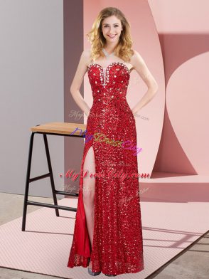 Discount Sweetheart Sleeveless Sequined Evening Dress Beading and Lace Lace Up