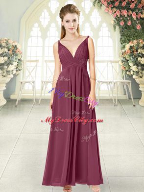 Sleeveless Side Zipper Ankle Length Ruching Prom Dress