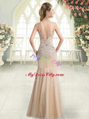 Champagne Spaghetti Straps Zipper Beading Sleeveless