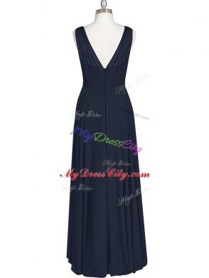 Black V-neck Neckline Ruching Homecoming Dress Sleeveless Zipper