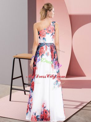 Glorious One Shoulder Sleeveless Zipper White Chiffon