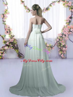 Apple Green Sleeveless Brush Train Beading Vestidos de Damas