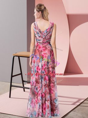 Pretty Multi-color Sleeveless Printed Zipper Dress for Prom for Prom and Party