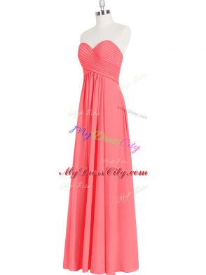 Fantastic Watermelon Red Sleeveless Chiffon Zipper Dress for Prom for Prom and Party