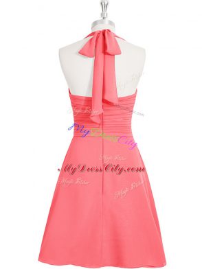 Colorful Knee Length Watermelon Red Homecoming Dress Halter Top Sleeveless Zipper