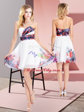 Pattern Dress for Prom White Lace Up Sleeveless Mini Length