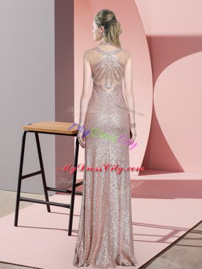 Classical Floor Length Mermaid Sleeveless Baby Pink Prom Party Dress