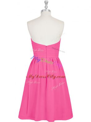 Mini Length Empire Sleeveless Hot Pink Zipper