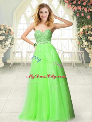 Suitable Zipper Sweetheart Beading and Lace Prom Evening Gown Tulle Sleeveless