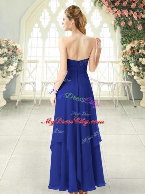 Ankle Length Empire Sleeveless Royal Blue Prom Dress Zipper