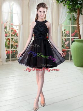 Dynamic Tulle Scoop Sleeveless Zipper Belt Dress for Prom in Black