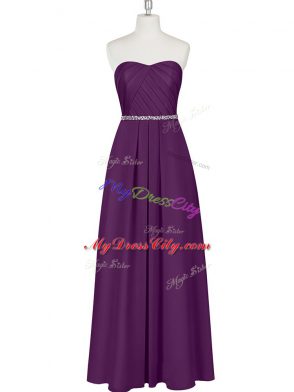 Free and Easy Purple Zipper Dress for Prom Beading Sleeveless Floor Length