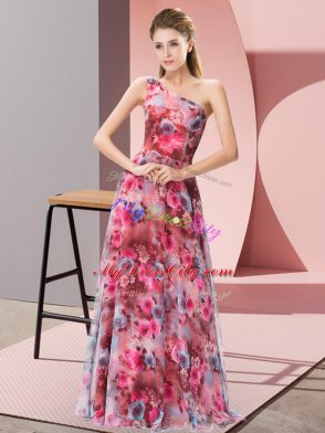 Multi-color Sleeveless Floor Length Pattern Zipper Prom Evening Gown