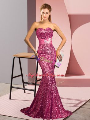 Elegant Pink Sleeveless Beading Backless Prom Dresses