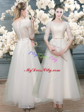 Edgy White Dress for Prom Organza Half Sleeves Lace